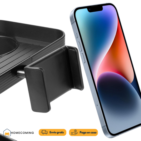 DriveMate 360® Bandeja con portavasos y holder de celular.