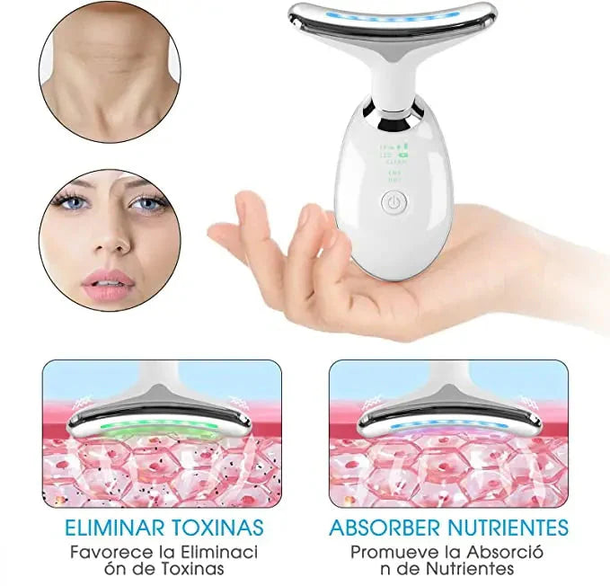 LuxeFace® + Programa de yoga facial - Masajeador reductor de papada, rejuvenece y estira la piel de tu cara.