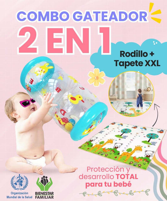 Combo gateador- Tapete más rodillo de gateo más medias