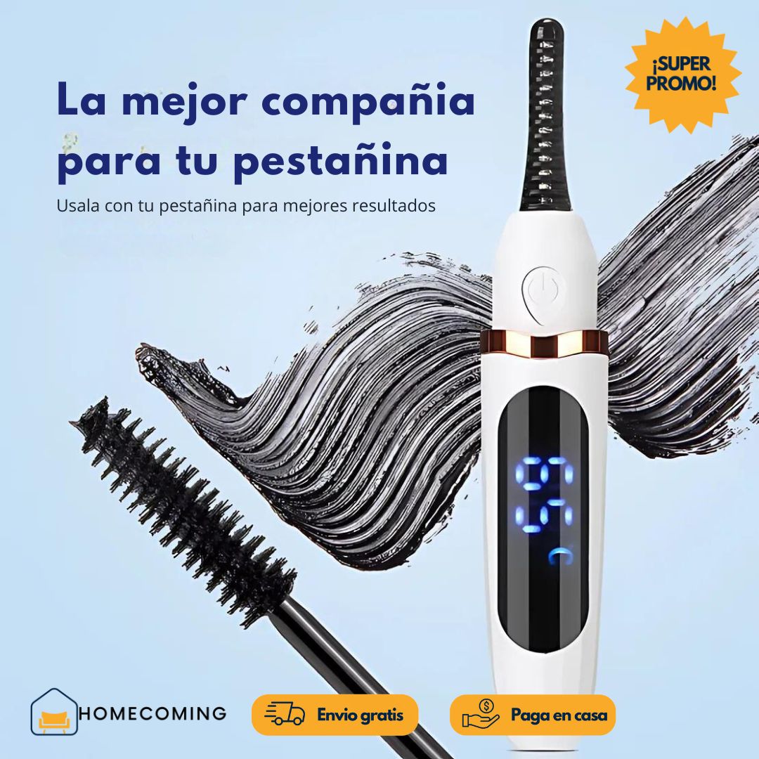 RIZADOR ELECTRICO- Con pantalla LED, recargable, Incluye guía "Pestañas perfectas"