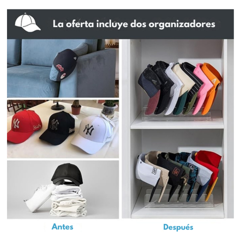 HatStyle Organizer® Exhibidor y organizador de gorras 2x1