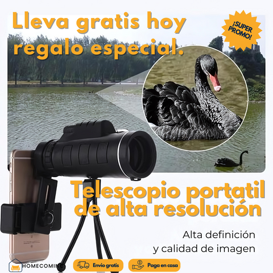 TELESCOPIO MONOCULAR - Gratis trípode y soporte para celular.